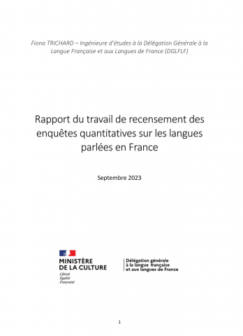Rapport du travail de recensement des enquêtes quantitatives sur les langues parlées en France, 2023